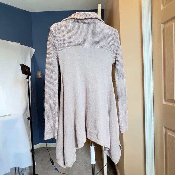 Blue Saks Fifth Ave Tunic Sweater Full Zip High Neck Collar Woman's XS Tan - Picture 14 of 15